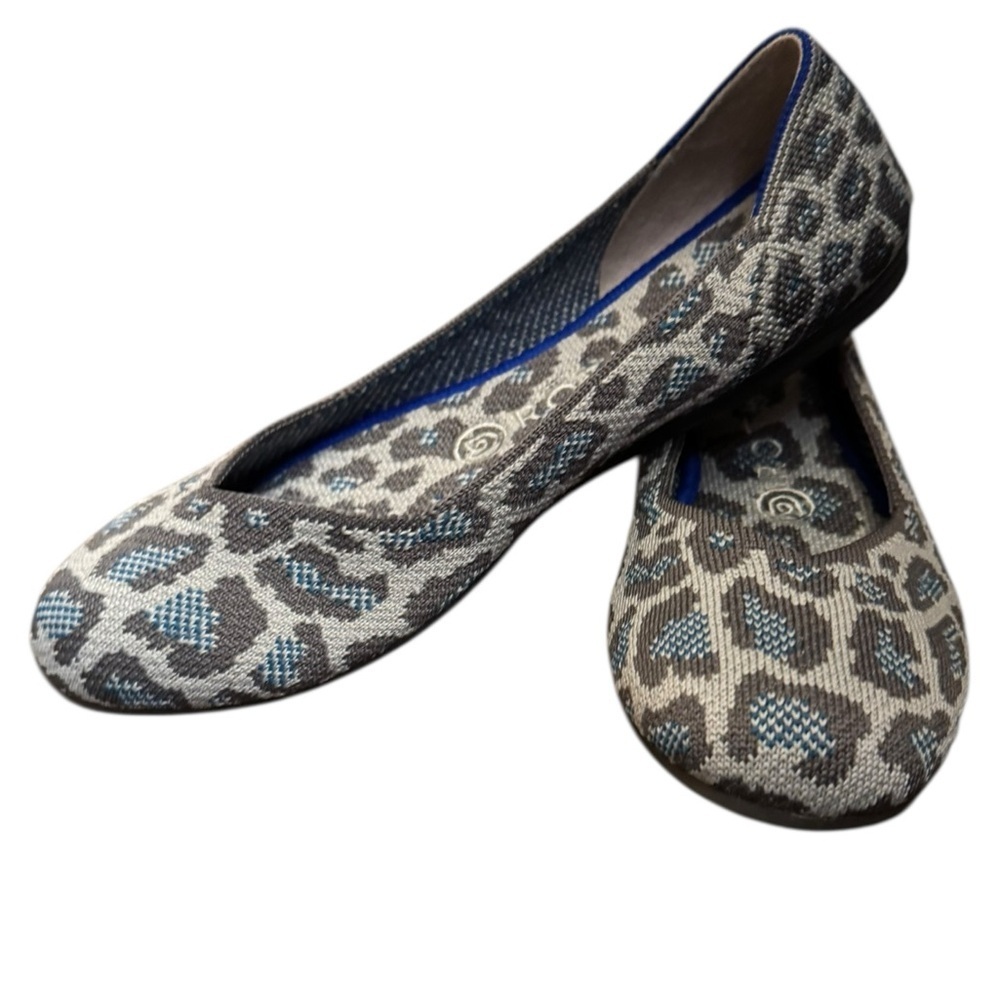 ROTHYS RARE RETIRED Leopard Print The Flat Size 7 Gray Blue Cheetah Luxury NWOT